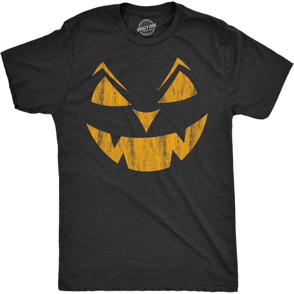 imageMens Happy Tooth Glowing Pumpkin Face Glow in The Dark Halloween TeeHeather Black Earl