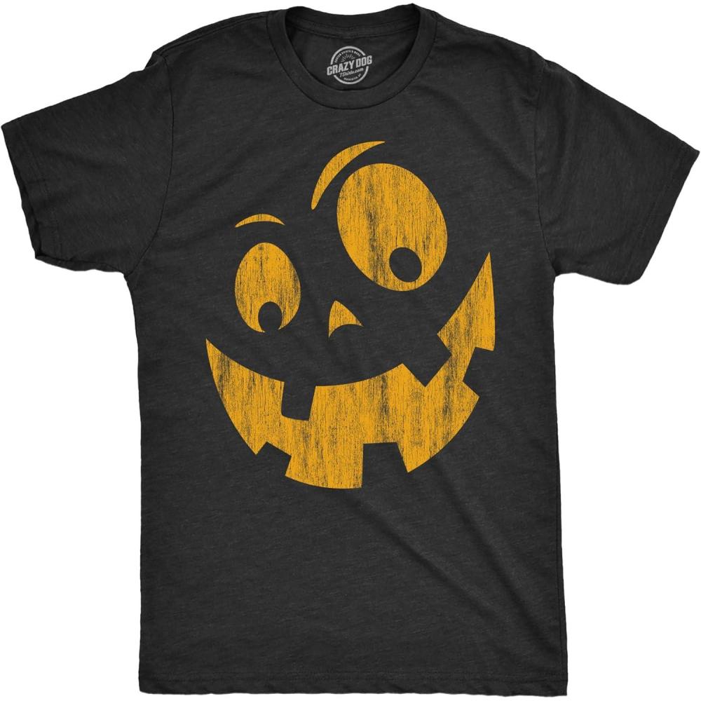 imageMens Happy Tooth Glowing Pumpkin Face Glow in The Dark Halloween TeeHeather Black Sillyjack