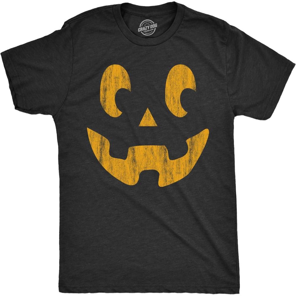 imageMens Happy Tooth Glowing Pumpkin Face Glow in The Dark Halloween TeeHeather Black Steve
