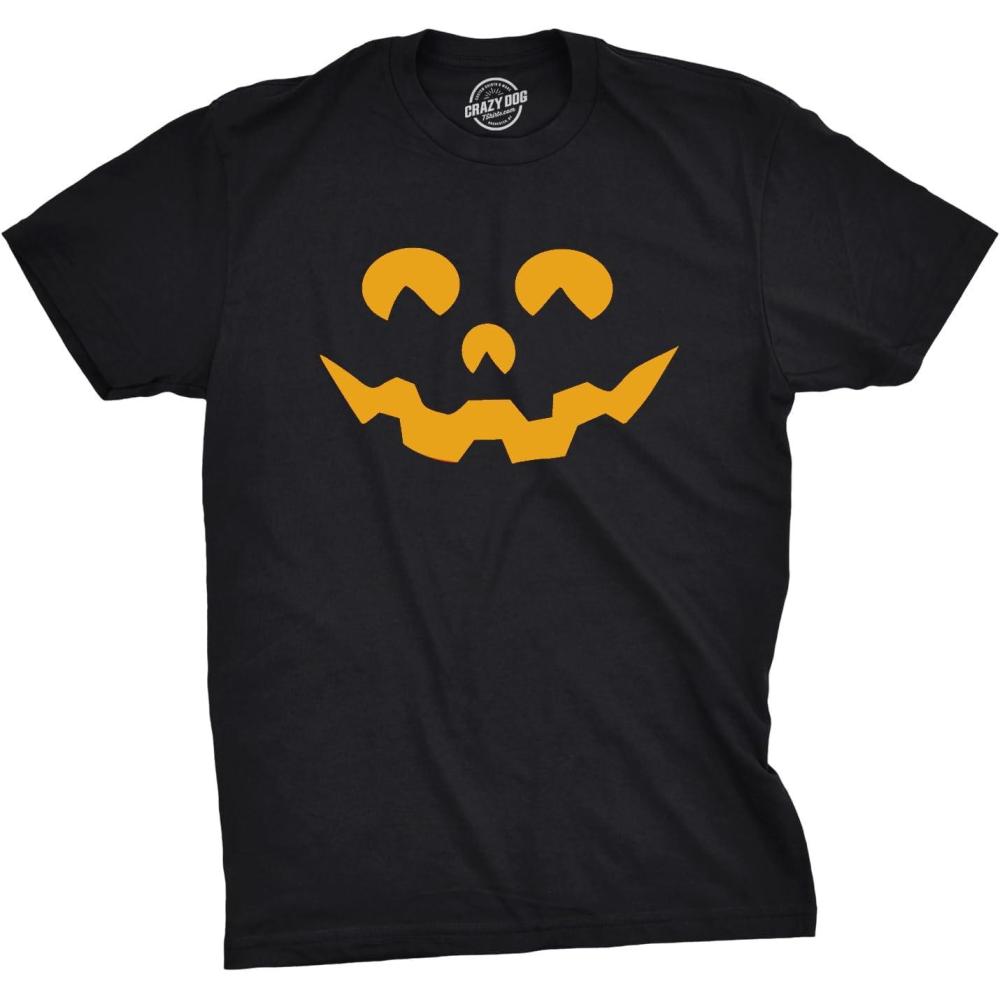 imageMens Happy Tooth Glowing Pumpkin Face Glow in The Dark Halloween TeeHeather Black Toon Eyes