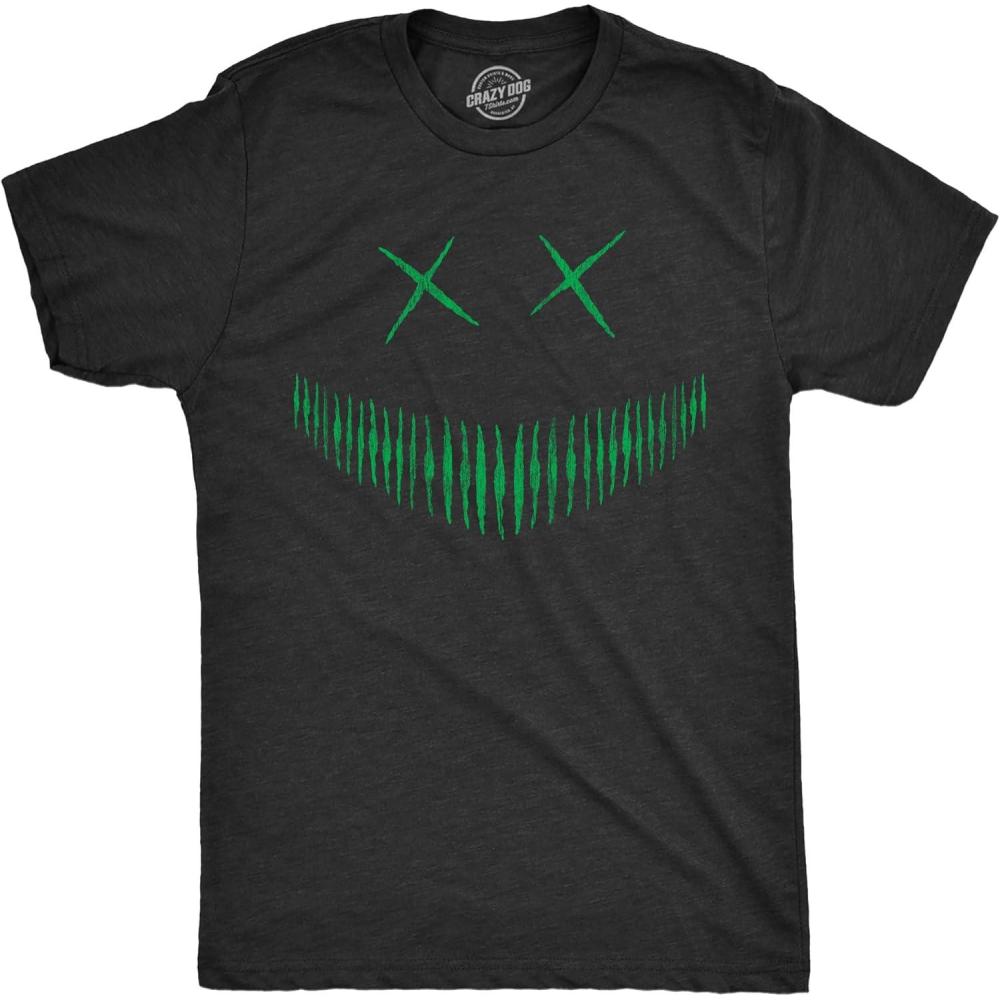imageMens Happy Tooth Glowing Pumpkin Face Glow in The Dark Halloween TeeHeather Black Zach