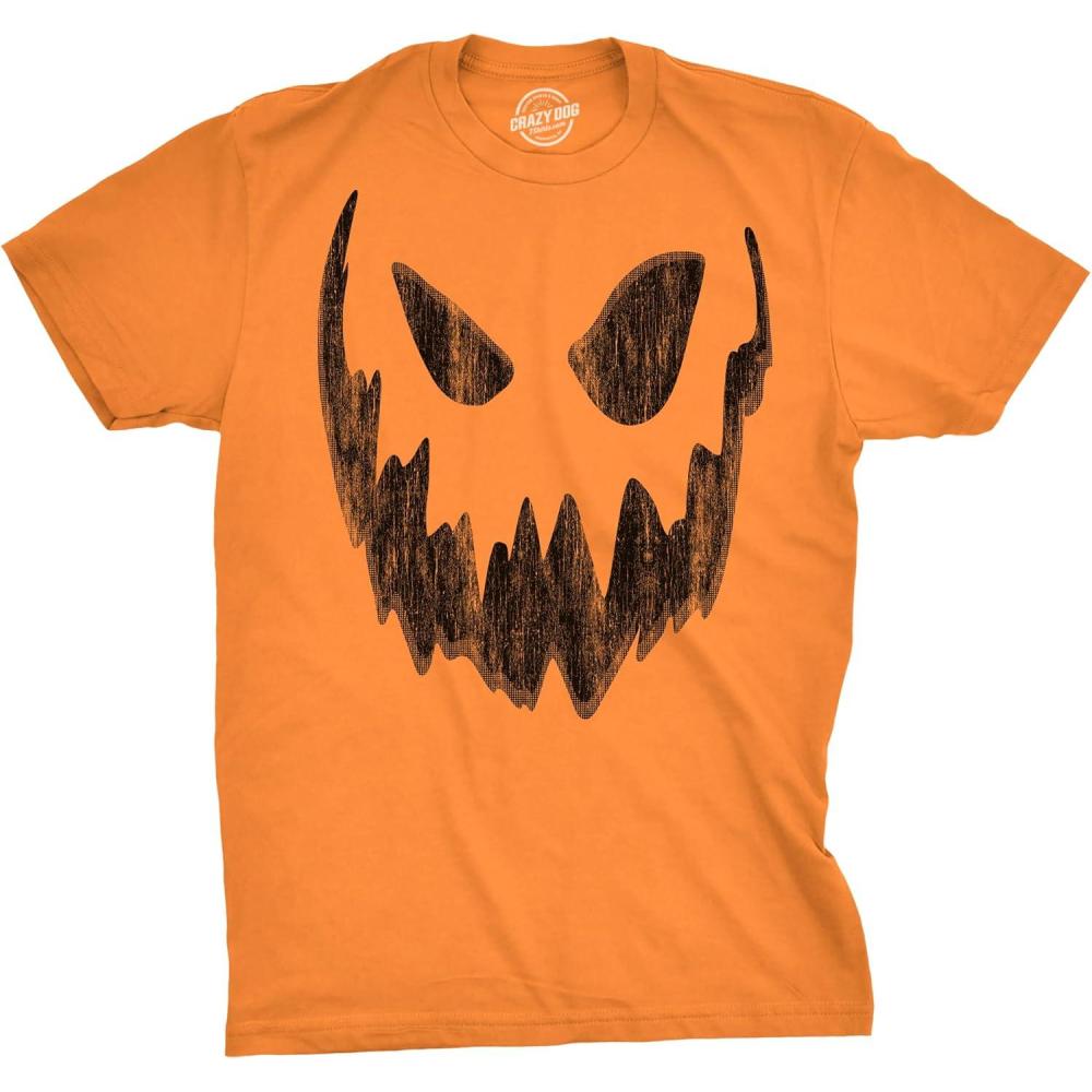 imageMens Happy Tooth Glowing Pumpkin Face Glow in The Dark Halloween TeeOrange Bob