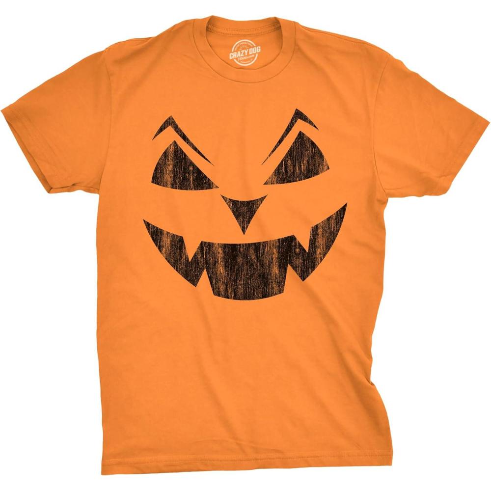 imageMens Happy Tooth Glowing Pumpkin Face Glow in The Dark Halloween TeeOrange Earl