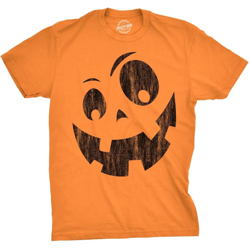imageMens Happy Tooth Glowing Pumpkin Face Glow in The Dark Halloween TeeOrange Silly