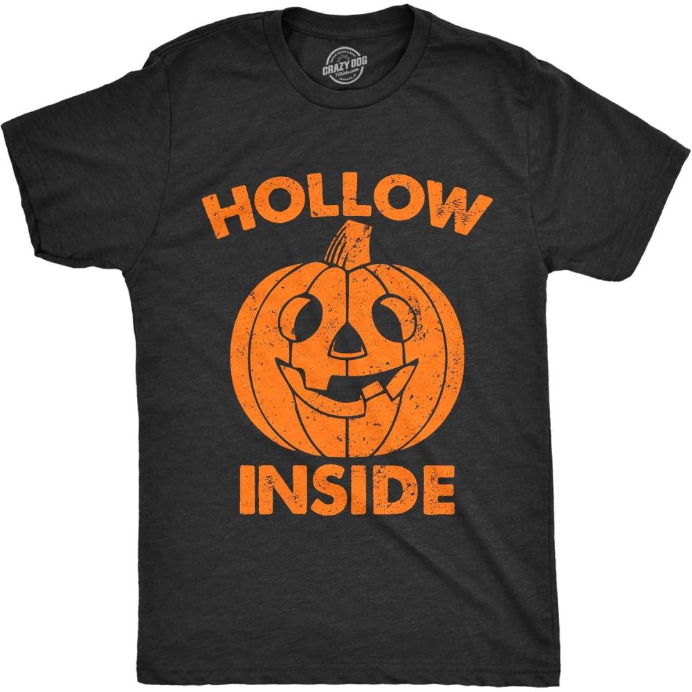 imageMens Hollow Inside T Shirt Funny Halloween Jack O Lantern Pumpkin Joke Tee for GuysHeather Black Hollow