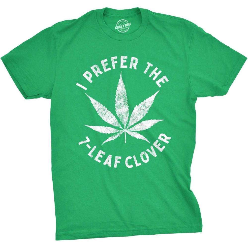 imageMens I Prefer The 7 Leaf Clover T Shirt Funny Saint Patricks Day Marijuana TeeGreen