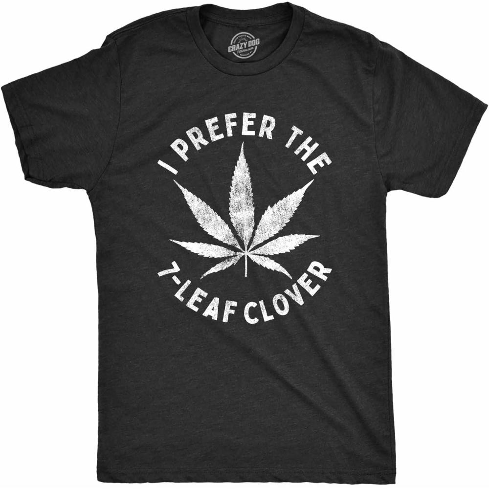 imageMens I Prefer The 7 Leaf Clover T Shirt Funny Saint Patricks Day Marijuana TeeHeather Black