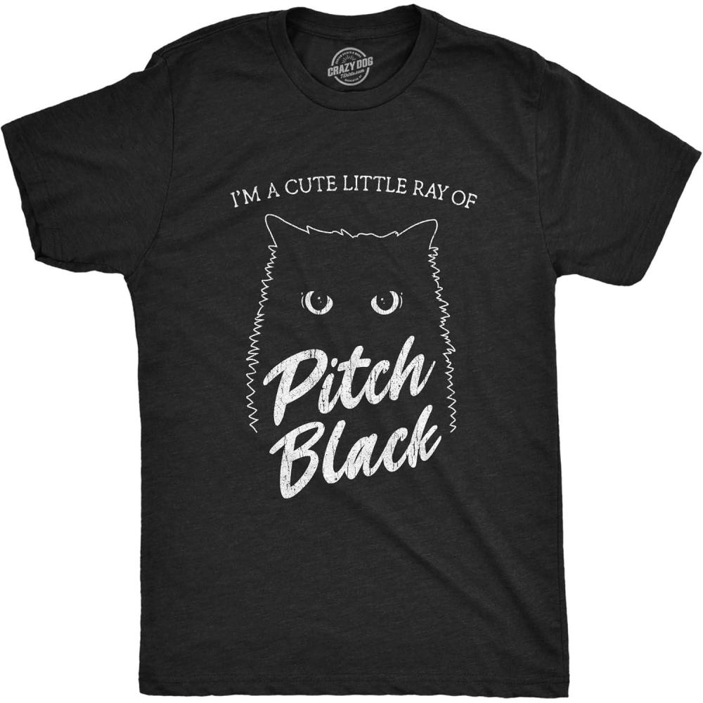 imageMens Im A Cute Little Ray of Pitch Black T Shirt Funny Pet Cat Kitty Halloween Graphic Novelty TeeHeather Black