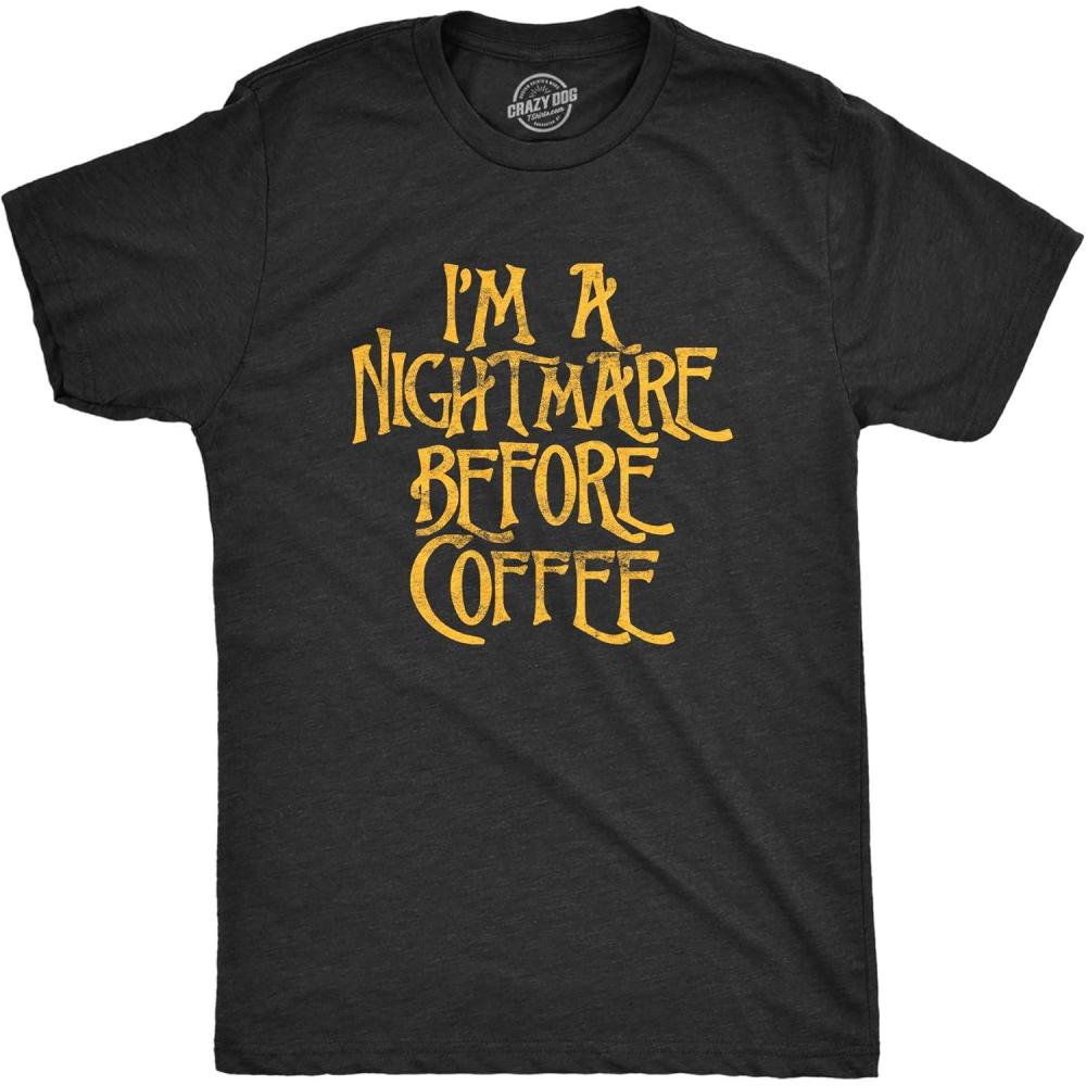 imageMens Im A Nightmare Before Coffee T Shirt Funny Christmas Movie TeeHeather Black