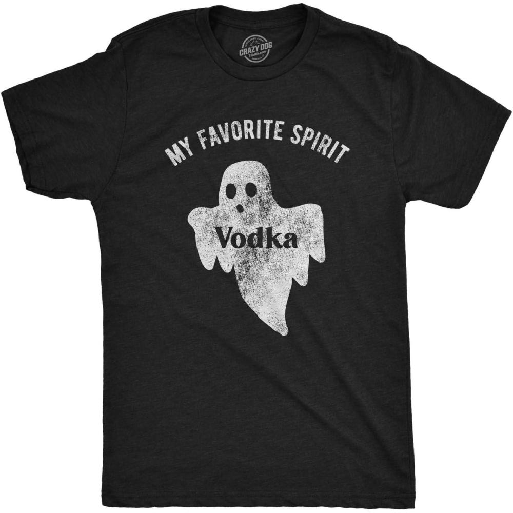 imageMens My Favorite Spirit Vodka T Shirt Funny Halloween Ghost Drinking Party TeeHeather Black