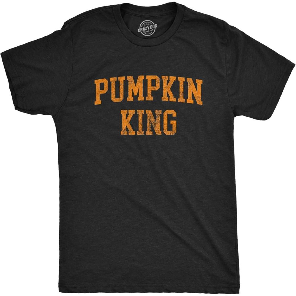 imageMens Pumpkin King T Shirt Funny Halloween JackOLantern Autumn Graphic Novelty TeeHeather Black