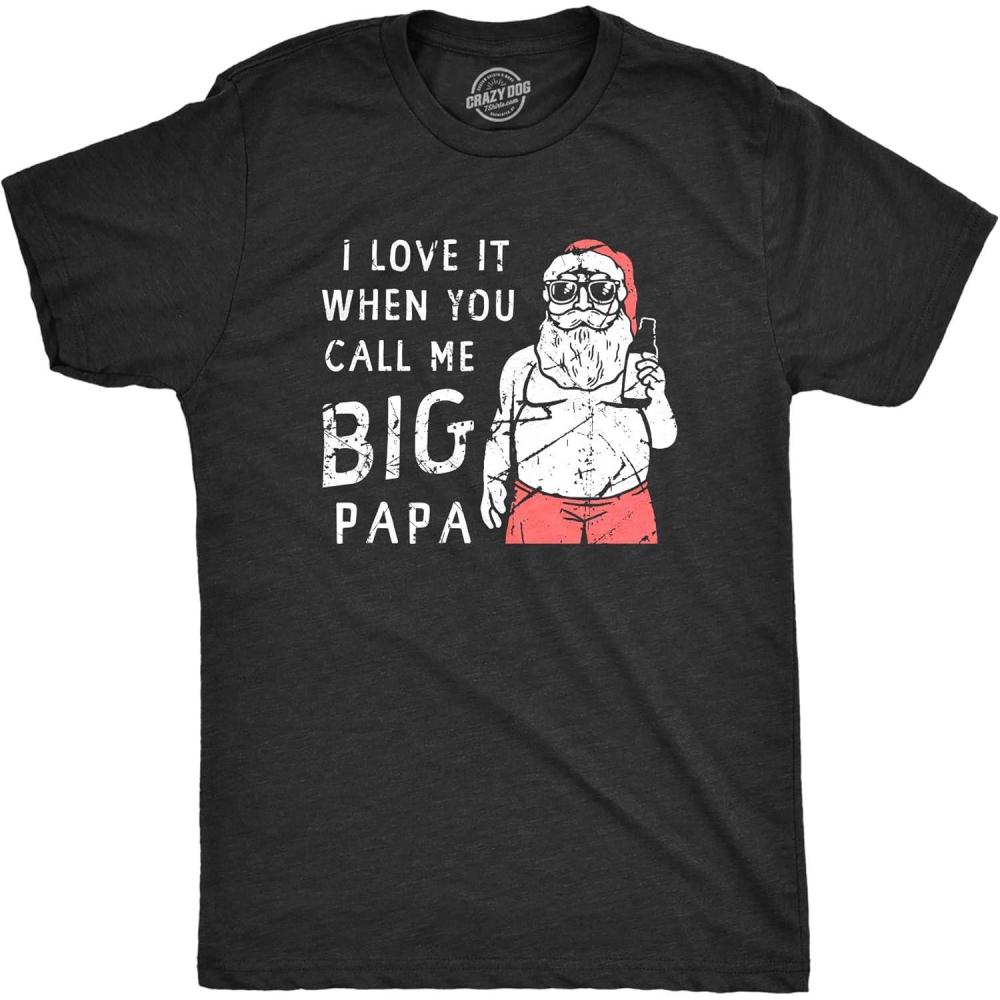 imageMens Santa T Shirts Funny Christmas Party St Nick Xmas Joke Tees for GuysHeather Black Big Papa