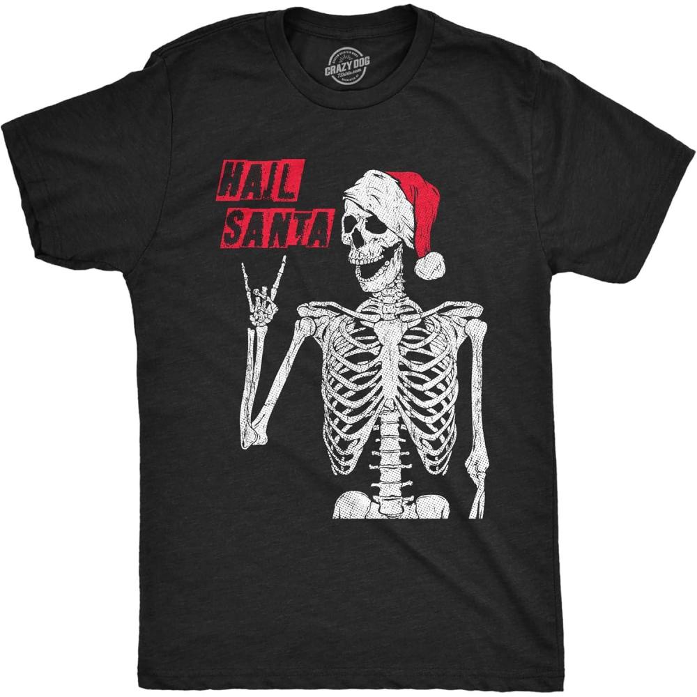 imageMens Santa T Shirts Funny Christmas Party St Nick Xmas Joke Tees for GuysHeather Black Hail Santa