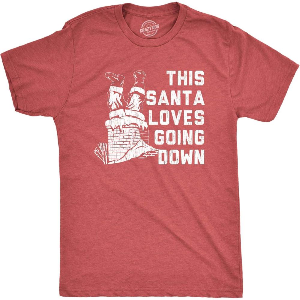 imageMens Santa T Shirts Funny Christmas Party St Nick Xmas Joke Tees for GuysHeather Red Going Down