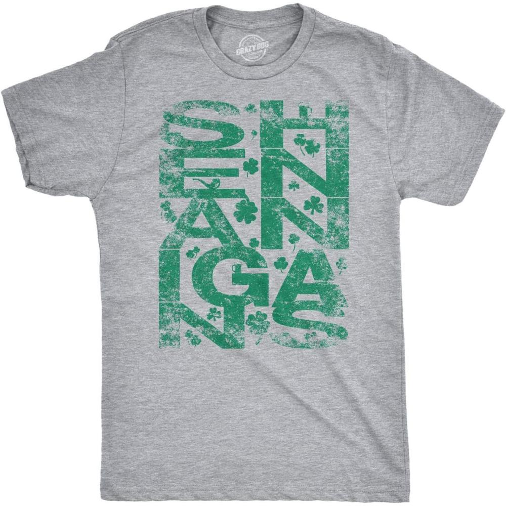 imageMens Shenanigans Covered in Clovers Vintage Irish Shamrock St Pattys T ShirtLight Heather Grey