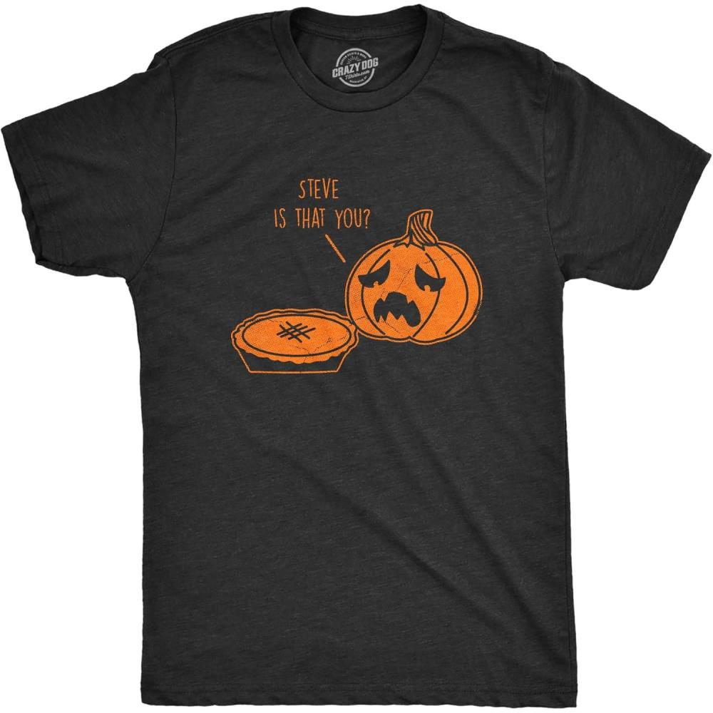 imageMens Steve is That You T Shirt Funny Halloween Thanksgiving Pumpkin Pie Joke Tee for GuysHeather Black Steve