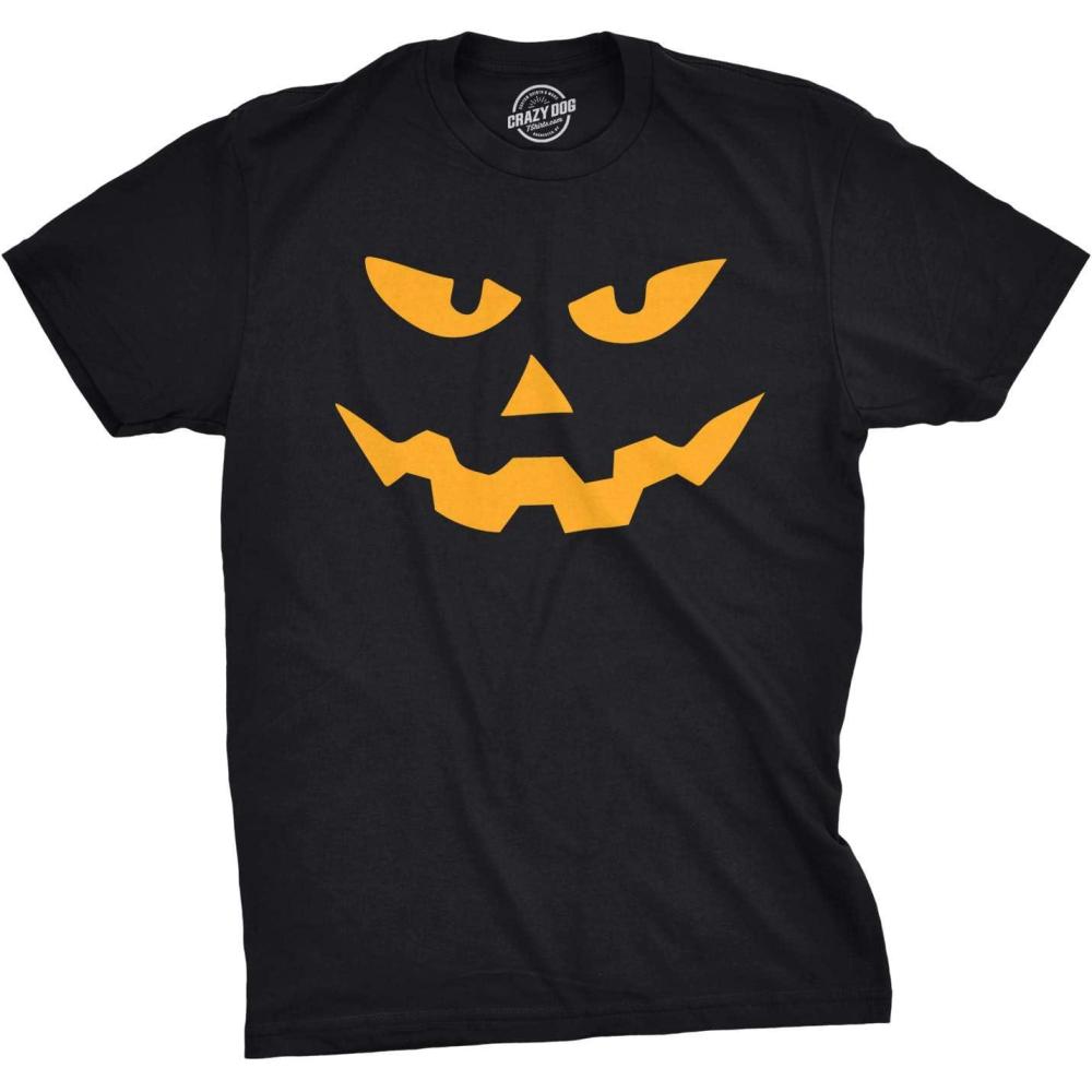 imageMens Triangle Nose Pumpkin Face Funny Fall Halloween Spooky T ShirtHeather Black