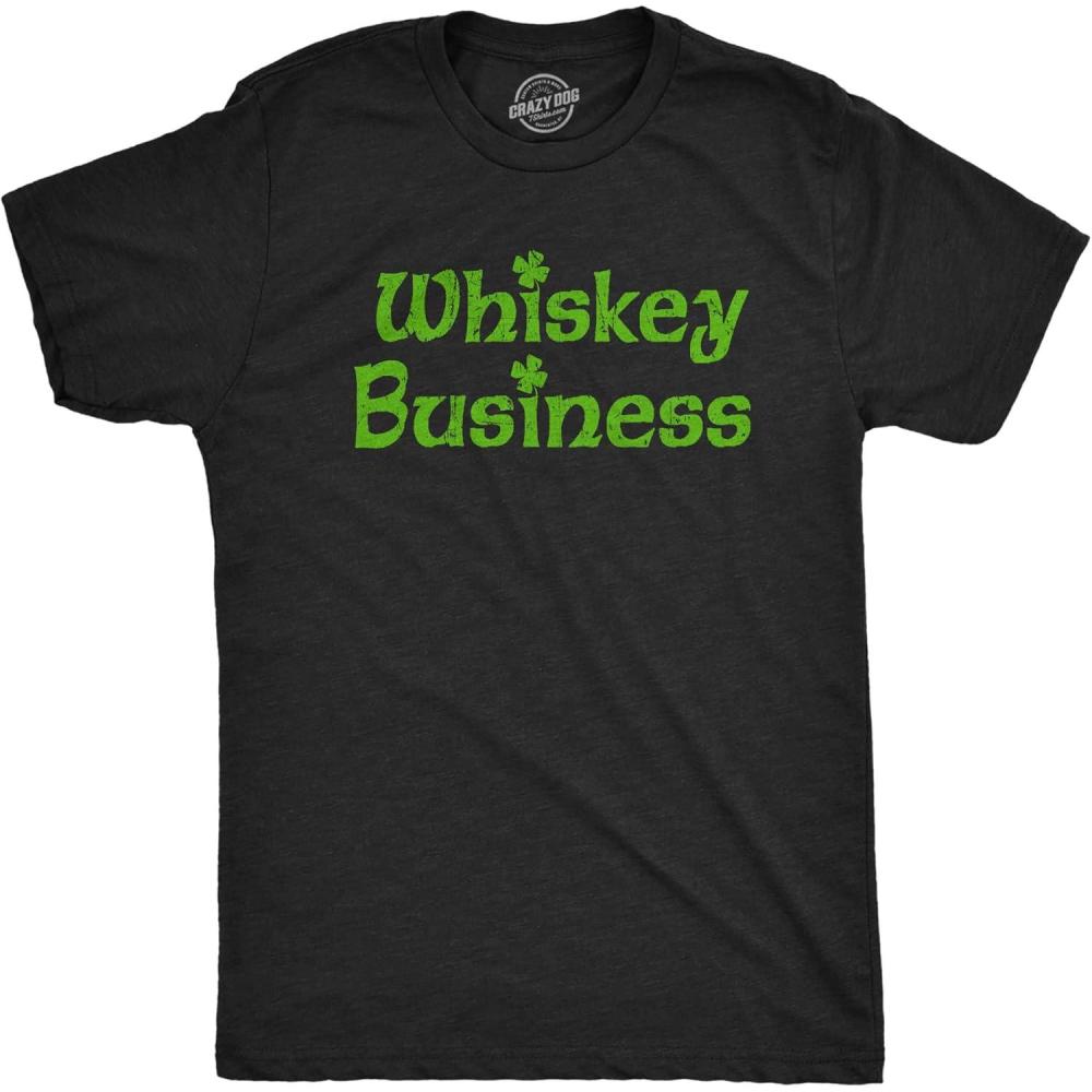 imageMens Whiskey Business Funny Drinking T Shirt St Patricks Day Tee for GuysHeather Black Business