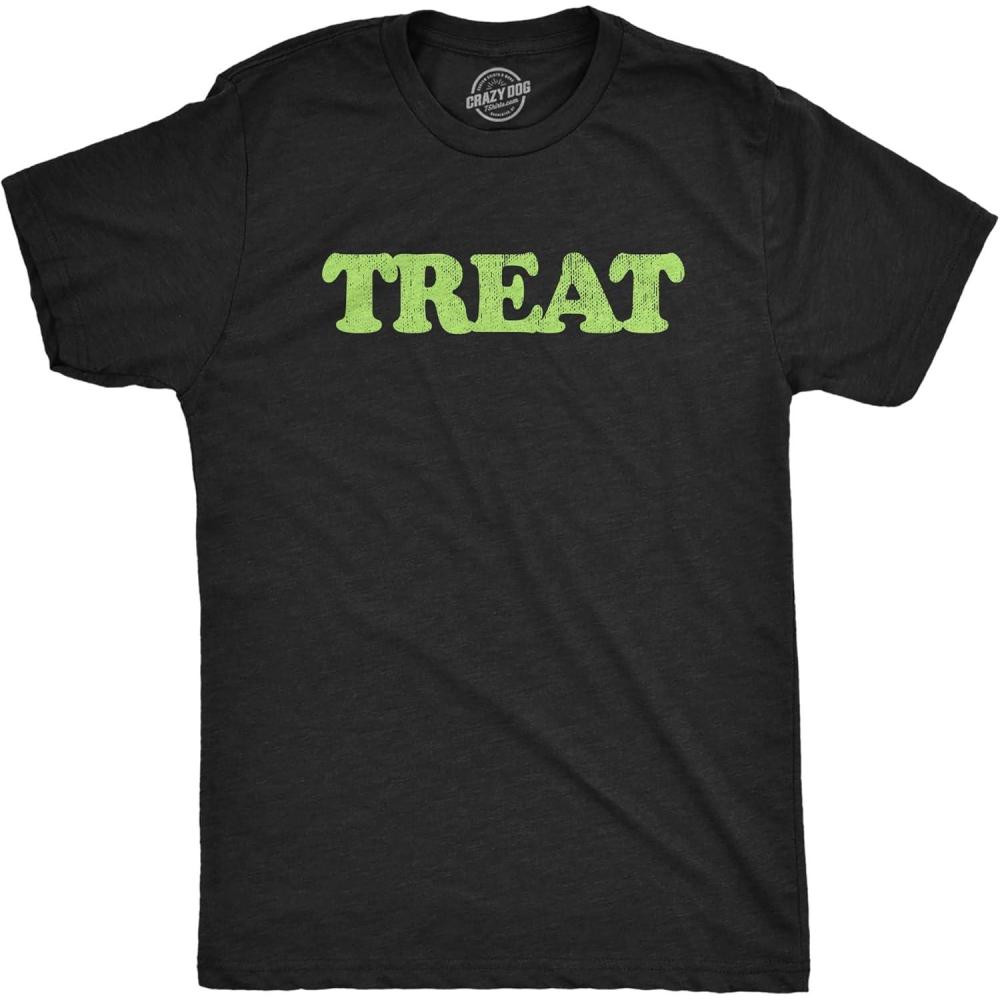 imageTreat and Treat T Shirts Funny Halloween Trick Or Treat Joke Tees for Men and WomenHeather Black  Mens Treat