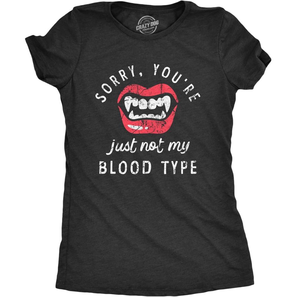 imageWomens Funny Halloween T Shirts Spooky Scary October Tees for LadiesHeather Black Blood
