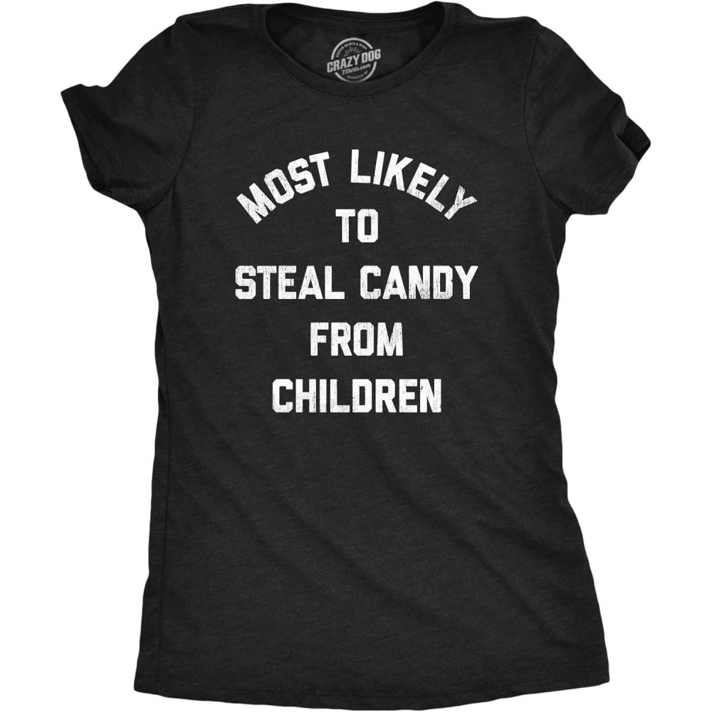 imageWomens Funny Halloween T Shirts Spooky Scary October Tees for LadiesHeather Black Candy