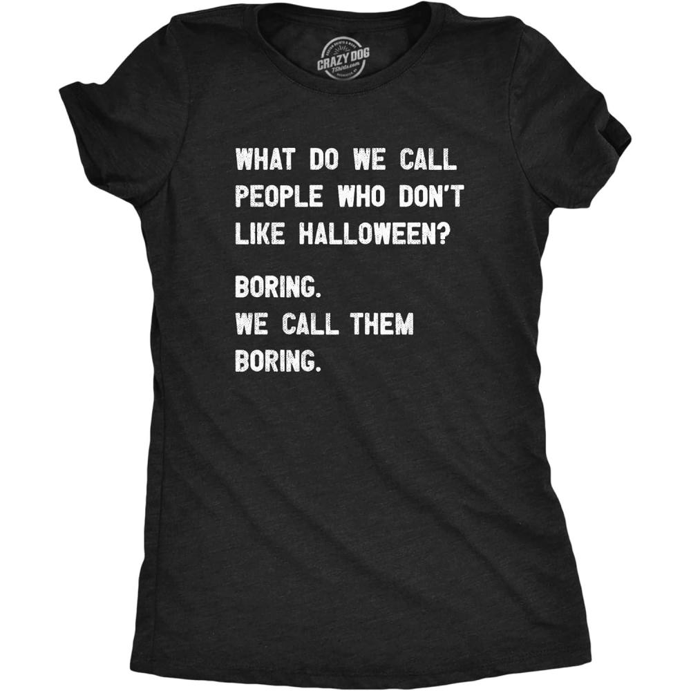 imageWomens Funny Halloween T Shirts Spooky Scary October Tees for LadiesHeather Black Halloween
