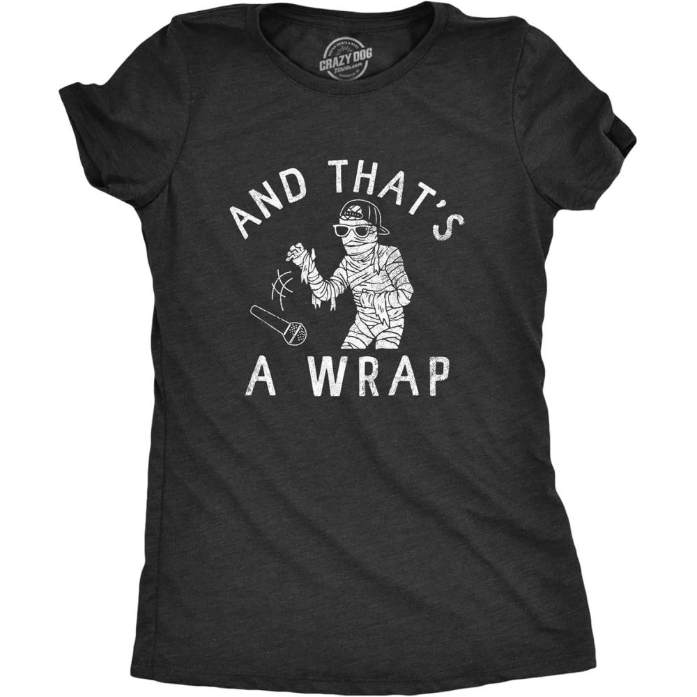 imageWomens Funny Halloween T Shirts Spooky Scary October Tees for LadiesHeather Black Wrap