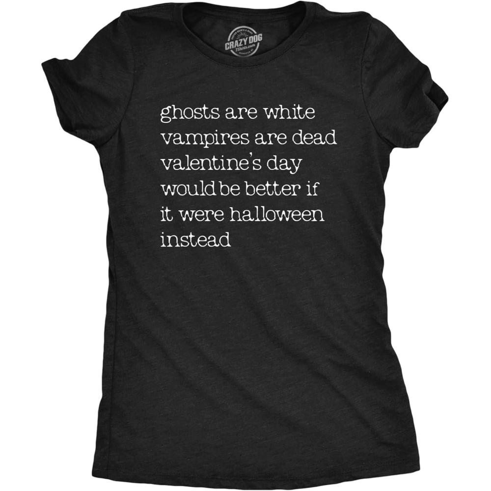 imageWomens Valentines Day Halloween Poem T Shirt Funny Valentine Spooky Season Lovers Joke Tee for LadiesHeather Black Valentines Halloween Poem