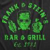 Mens Frank and Steins Bar and Grill T Shirt Funny Frankenstein Halloween Tee for Guys(Heather Black – Frank)