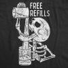 Mens Free Refills T Shirt Funny Halloween Drinking Skeleton Joke Tee for Guys(Heather Black – Refills)