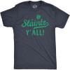 Funny Irish Drinking Shirt for Men – Sláinte Y’All St Patricks Day Tee – Shamrock Lucky Clover Outfit(Heather Navy – Slainte)