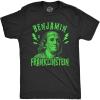 Mens Benjamin Franklinstein T Shirt Funny Halloween Frankenstein Ben Franklin USA Graphic Tee(Heather Black)
