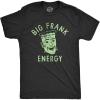 Mens Big Frank Energy T Shirt Funny Spooky Halloween Frankenstein Tee for Guys(Heather Black – Frank)