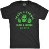 Mens Frank and Steins Bar and Grill T Shirt Funny Frankenstein Halloween Tee for Guys(Heather Black – Frank)