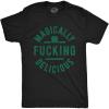 Mens Funny St Patricks Day Shirt – Magically Delicious Irish Tee – Lucky Shamrock Graphic Party Outfit(Heather Black)
