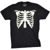 Mens Glowing Skeleton Rib Cage Cool Halloween Costume T Shirt Glow in The Dark Tee(Black)