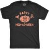 Mens Happy High Lo Ween T Shirt Funny 420 Halloween Weed Smoking Spooky Season Lovers Tee for Guys(Heather Black – High)