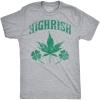 Mens Highrish T Shirt Funny 420 High Irish Clover Sarcastic Saint Patricks Day(Light Heather Grey)