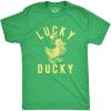 Mens Lucky Ducky T Shirt Funny Saint Patrick’s Day Parade St. Paddy’s Novelty Tee for Guys(Heather Green)