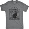Mens Salems Sanctuary for Wayward Cats T Shirt Funny Spooky Halloween Kitten Lovers Tee for Guys(Dark Heather Grey – Salems)