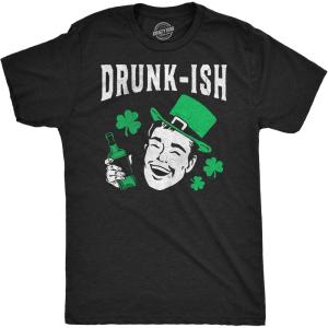 Funny St Patricks Day Shirts for Men Sarcastic Designs for Saint Paddys Day(Heather Black – Drunkish)