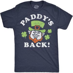 Funny St Patricks Day Shirts for Men Sarcastic Designs for Saint Paddys Day(Heather Navy – Paddys Back)