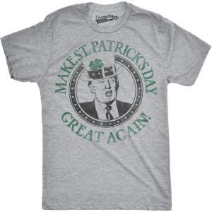 Funny St Patricks Day Shirts for Men Sarcastic Designs for Saint Paddys Day(Light Heather Grey – Great Again)