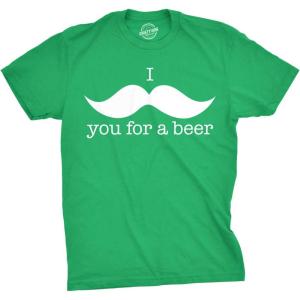 I Mustache You for A Beer T Shirt Funny St Patricks Day Shamrock Drinking Tee(Green)