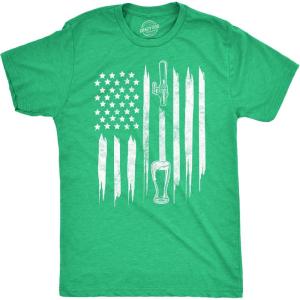 Mens Craft Beer American Flag St Patricks Day Graphic Tee Drinking T Shirt(Heather Green – Craft Beer American Flag)