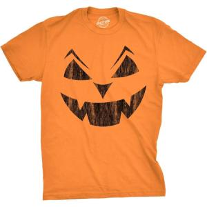 Mens Happy Tooth Glowing Pumpkin Face Glow in The Dark Halloween Tee(Orange – Earl)