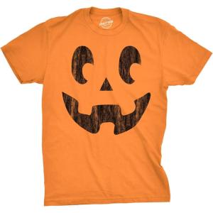 Mens Happy Tooth Glowing Pumpkin Face Glow in The Dark Halloween Tee(Orange – Steve)