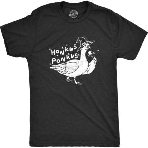 Mens Honkus Ponkus T Shirt Funny Halloween Lovers Goose Witch Joke Tee for Guys(Heather Black – Honkus)
