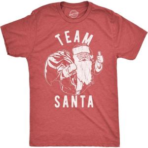 Mens Santa T Shirts Funny Christmas Party St Nick Xmas Joke Tees for Guys(Heather Red – Team Santa)