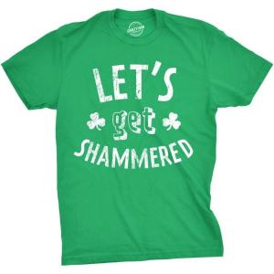Mens Shammered T Shirt St Funny Saint Patricks Day Green Drinking Tee for Guys(Green)
